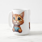 Orange Kitten mit Spielcontroller Gamer-Katze Kaffeetasse (Vorderseite Links)
