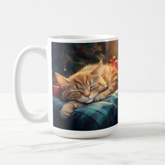ORANGE KITTEN SCHLAFEN UNTER CHRISTMAS TREE KAFFEETASSE (Links)