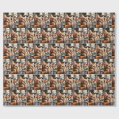 Orange Kitten sieht einen Goldfisch Geschenkpapier (Flach)