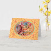 Orange Kitten Vintage Stilkarte Karte (Gelbe Blume)