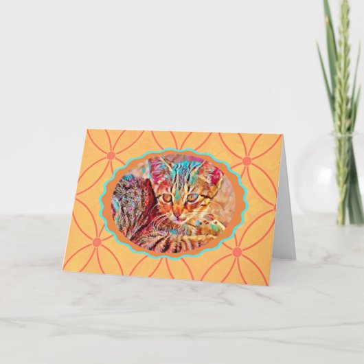 Orange Kitten Vintage Stilkarte Karte (Vorderseite)