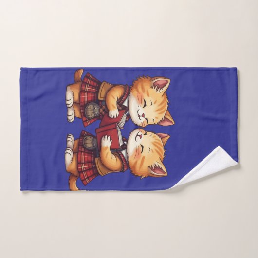 Orange Kitties Reading Burns Night Badhandtuch Set (Handtuch)