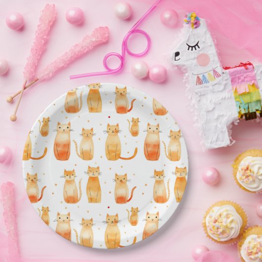 Orange Kitty Cats Pappteller (Party)