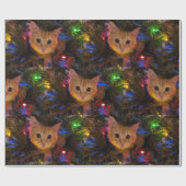 Orange Kitty Christmas Paper Geschenkpapier (Flach)