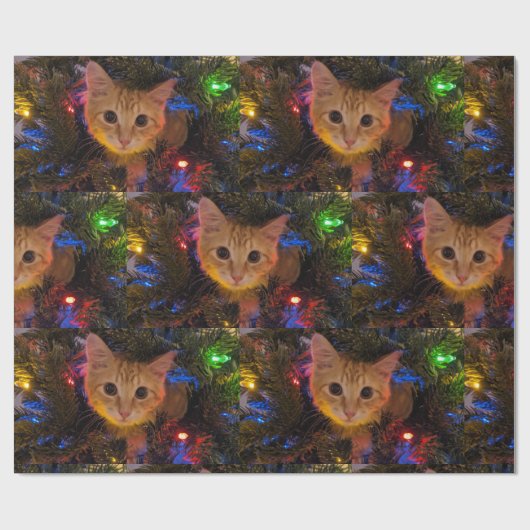 Orange Kitty Christmas Paper Geschenkpapier (Flach)