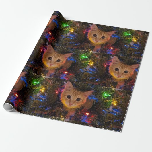 Orange Kitty Christmas Paper Geschenkpapier (Ungerollt)