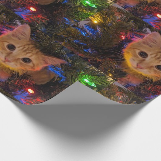 Orange Kitty Christmas Paper Geschenkpapier (Ecke)