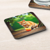 Orange Kitty Getränkeuntersetzer (Linke Seite)