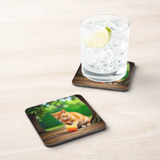 Orange Kitty Getränkeuntersetzer (Rechte Seite)