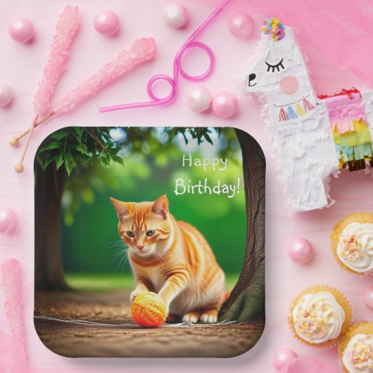 Orange Kitty Pappteller (Party)