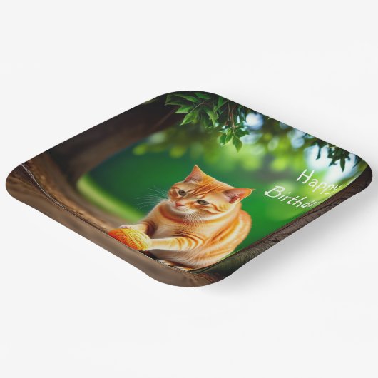 Orange Kitty Pappteller (Gewinkelt)