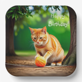 Orange Kitty Pappteller