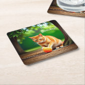 Orange Kitty Rechteckiger Pappuntersetzer (angewinkelt)