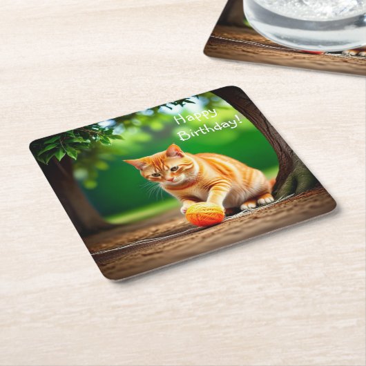 Orange Kitty Rechteckiger Pappuntersetzer (angewinkelt)