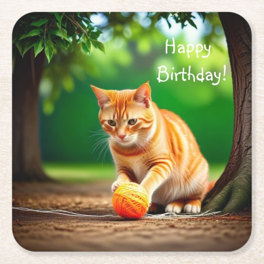 Orange Kitty Rechteckiger Pappuntersetzer (Vorderseite)