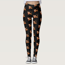 Orange Kitty rennt mit einem Herz ab Leggings