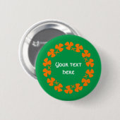 Orange Kleeblätter Border Add Text Button (Vorne & Hinten)