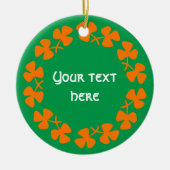 Orange Kleeblätter Border Add Text Keramik Ornament (Vorne)