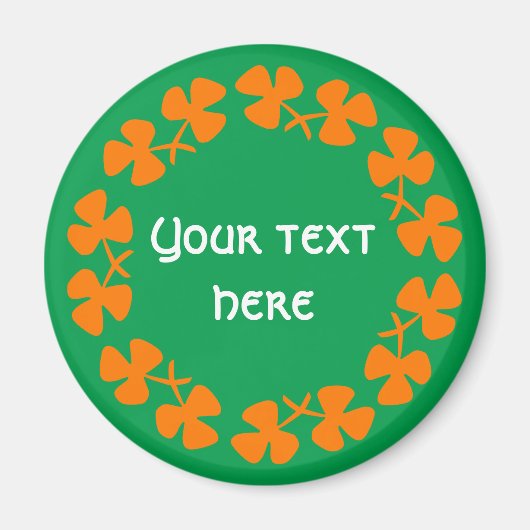 Orange Kleeblätter Border Add Text Magnet (Vorne)