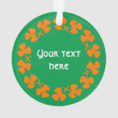 Orange Kleeblätter Border Add Text Ornament (Rückseite)