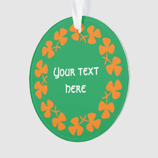 Orange Kleeblätter Border Add Text Ornament (Vorderseite)