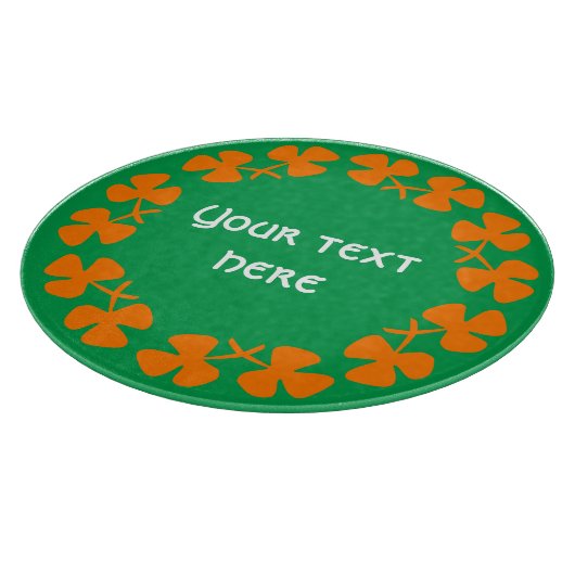 Orange Kleeblätter Border Add Text Schneidebrett (Ecke)