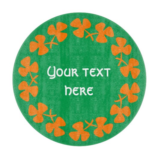 Orange Kleeblätter Border Add Text Schneidebrett (Vorderseite)
