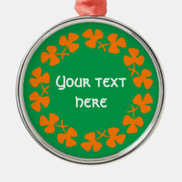 Orange Kleeblätter Border Add Text Silbernes Ornament