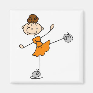 Orange Kleid Figur Eisläufer T-Shirts und Geschenk Magnet