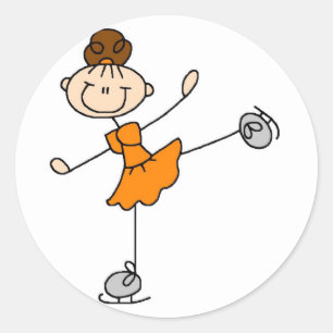 Orange Kleid Figur Eisläufer T-Shirts und Geschenk Runder Aufkleber