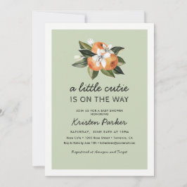 Orange kleine Süsse ist auf dem Weg Baby Dusche In Einladung