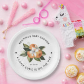 Orange kleine Süsse ist auf dem Weg Babydusche Pappteller (Party)