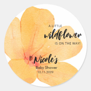 Orange Kleine Wildblume Auf dem Weg Baby Shower Runder Aufkleber
