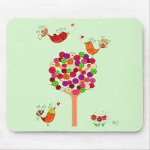 Orange Knopf-Baum Mousepad