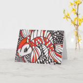 Orange Koi auf leerer Karte (Gelbe Blume)