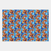 Orange Koi Blauer Geschenkpapier Set (Vorderseite 3)