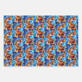 Orange Koi Blauer Geschenkpapier Set (Vorderseite)