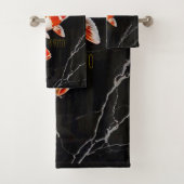 Orange Koi Fish Black Marble|Gold Wash Tuch (Insitu)