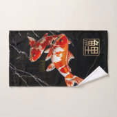 Orange Koi Fish Black Marble|Gold Wash Tuch (Handtuch)