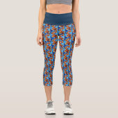 Orange Koi Fish Blue Capri Leggings (Vorderseite)