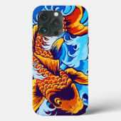Orange Koi Fish Blue Case-Mate iPhone Hülle (Rückseite)