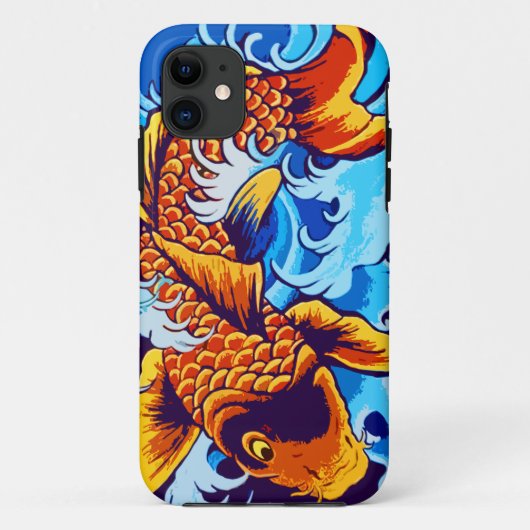 Orange Koi Fish Blue Case-Mate iPhone Hülle (Rückseite)
