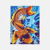 Orange Koi Fish Blue Fleecedecke (Vorderseite)