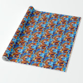 Orange Koi Fish Blue Geschenkpapier (Ungerollt)