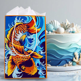 Orange Koi Fish Blue Mittlere Geschenktüte
