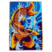 Orange Koi Fish Blue Mittlere Geschenktüte (Rückseite)