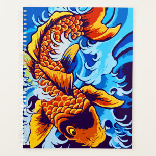 Orange Koi Fish Blue Planer