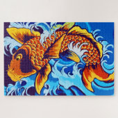 Orange Koi Fish Blue Puzzle (Horizontal)