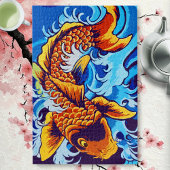 Orange Koi Fish Blue Puzzle