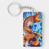 Orange Koi Fish Blue Schlüsselanhänger (Vorderseite)